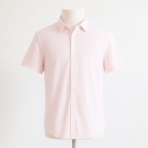 Onia Mens Linen Shirt Size L Pink Short Sleeve Button Coastal Minimal‎ Hamptons